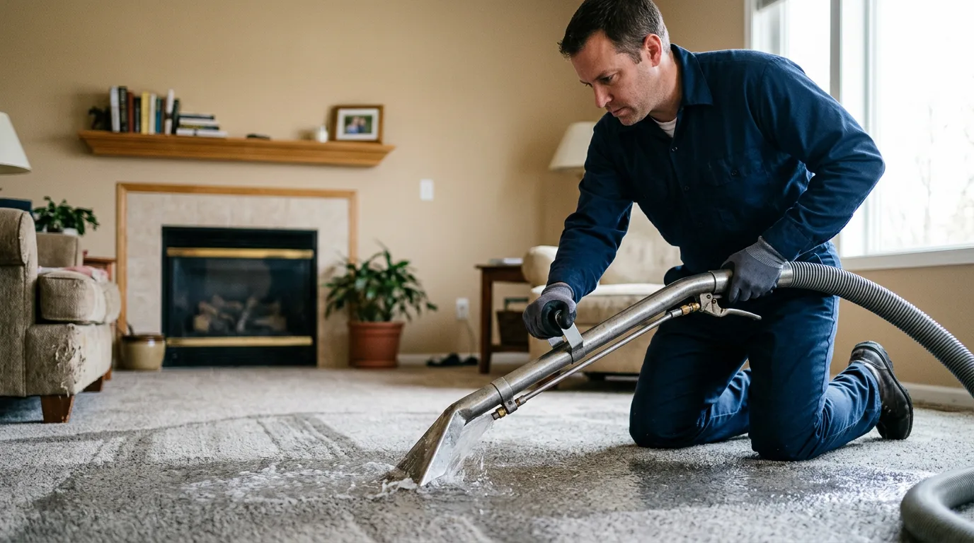 Water damage restoration technician working near West Haven, CT
